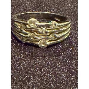 Sterling Silver 925 bezel set multi band size 8 ring with 8 quartz stones